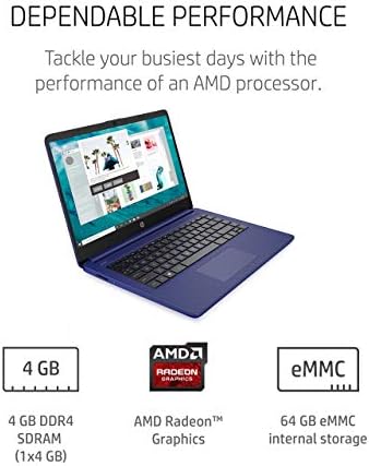 HP 14 Laptop, AMD 3020e Processzor, 4 GB RAM, 64 GB-os eMMC Tároló, 14 hüvelykes HD Kijelző, a Windows
