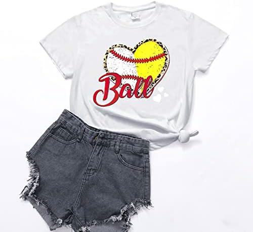 DGQPLPD Női Baseball Szív Póló Aranyos Grafikus Női Baseball Szív Póló Ruha Alapokat Póló Női