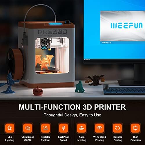WEEFUN TINA2S 3D-s Nyomtató Készlet, 4 Klasszikus Színek PLA Izzólámpa Készlet, Auto Ágy Szintező Mini