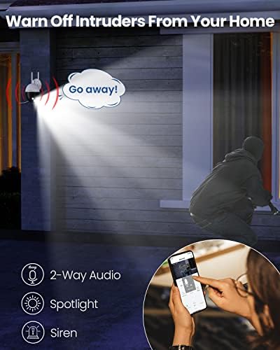 MUBVIEW 2.4 G WiFi Biztonsági Kamerák, 2K Színes éjjellátó Vezetékes Biztonsági Kamera 360° PTZ Megtekintése