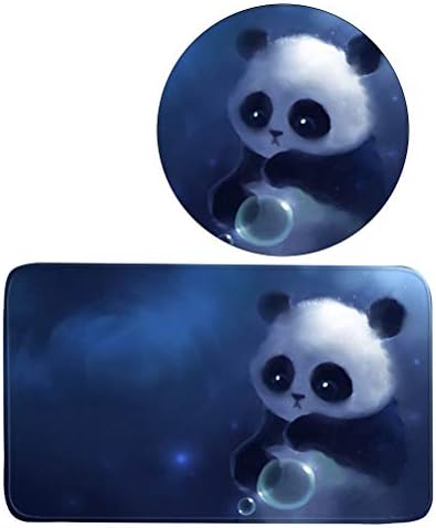DOITOOL szőnyeg 3pcs Fürdőszoba Szőnyeg Szett Cuki Panda Nyomtatott Szőnyeg Closestool Fedél Fedél Kontúr