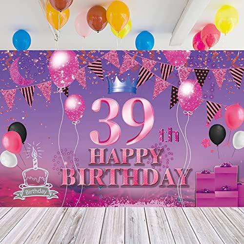 Boldog 39 Szülinapi Hátteret, Banner, Rózsaszín, Lila 39 Jel Poszter 39 Születésnapi Party Kellékek az