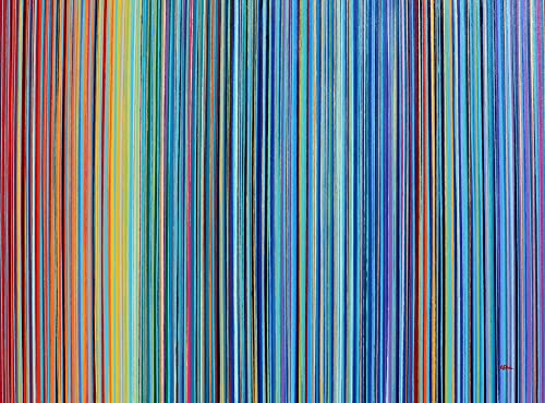 36 x 48 Festés: Kék Szivárvány. Eredeti Art által Alyse Radenovic.