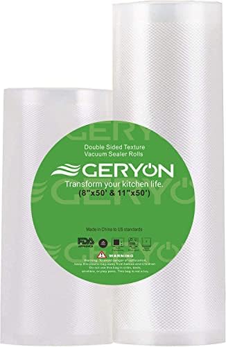 GERYON Vákuum Tömítő Táskák Tekercs, 8x50ft & 11x50ft az Élelmiszer-Raktározási, Kétoldalas Textúra, BPA
