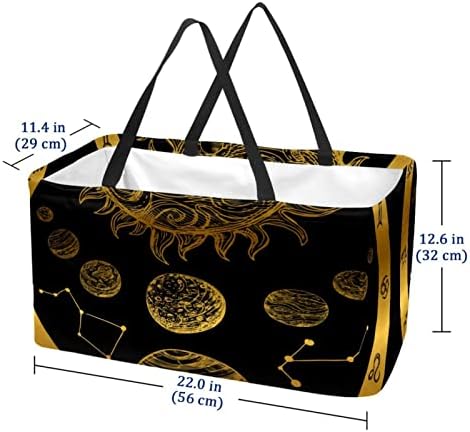 Újrafelhasználható Bevásárló Kosár Arany Bolygó Zodiákus Hordozható Összecsukható Piknik Táskák Szennyes