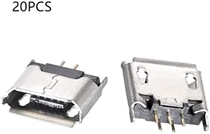 bnafes 20DB Micro USB-Női Aljzat Csatlakozó Jack Port, 5-Pin 180 Fokos, Csere Adapter