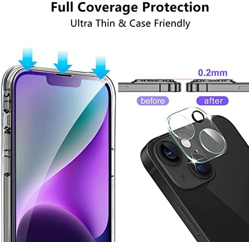 AMOVO [2 Csomag] - Kompatibilis iPhone 14 Plusz 6.7 hüvelykes Képernyő, valamint a Kamera Lencséjét Védő