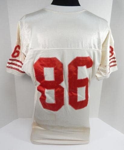 1980-as évek 1990-es évek Elején a San Francisco 49ers 86-os Játék Használt Fehér Jersey 46 700 - Aláíratlan