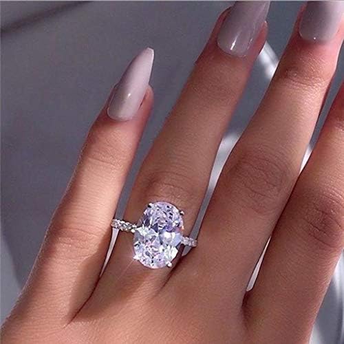2023 Egyszerű Luxus Ovális Fehér Cirkon Női Gyűrű Ékszer Férfi Ékszerek (Ezüst, 10)
