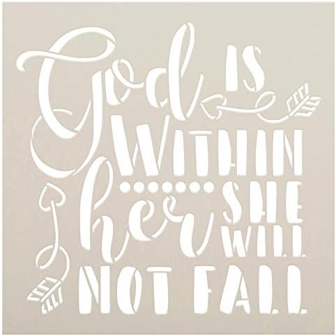 Isten van benne, Hogy Nem Fog Elesni Stencil által StudioR12 | Zsoltárok 46 Bibliai Vers Idézet | DIY,
