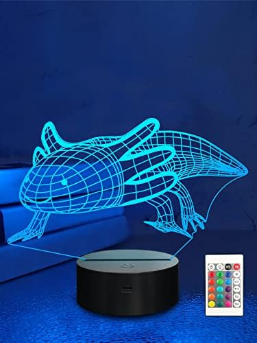 Lampeez Axolotl Ajándék 3D-s Axolotl Lámpa Éjszakai Lámpa 3D-s Illúzió lámpa Gyerekeknek, 16 Színek Módosítása