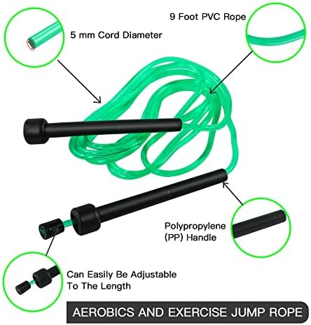 VIIBASE 10 Pack PVC ugrókötele a Cardio Fitness - Sokoldalú Állítható ugrálókötél a Nők, Férfiak, Gyerekek,