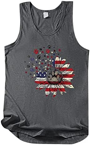 Július 4-Tartály Tetejét Női Ujjatlan O-Nyak Tshirt Amerikai Zászló Csíkos Tie-Dye Hazafias Fitness Tunika