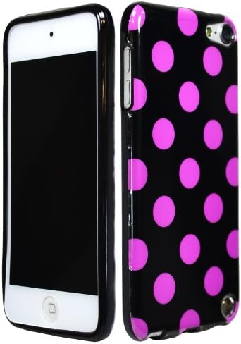 BasTexWireless Bastex Fekete TPU tok Rózsaszín Pöttyös Apple iPod Touch 5, 5. Generációs [Kompatibilis