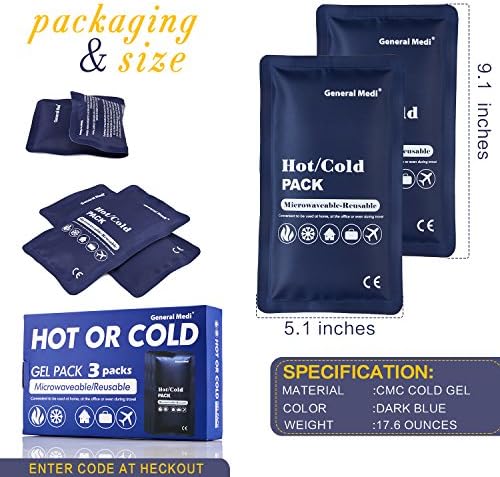 Hot & Cold Újrafelhasználható Gel Pack Tömöríteni Wrap - Pack 3 - Nagy Migrén Megkönnyebbülés, Rándulások,