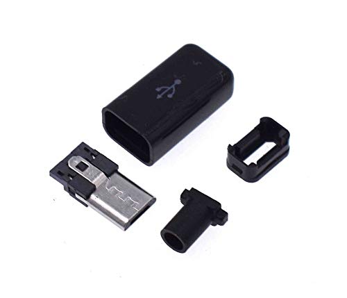 10sets DIY Micro USB Férfi Plug Csatlakozó Készlet w/Takaró Fekete