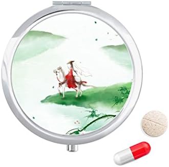 A Lovaglás Menj Kínai Akvarell Tabletta Esetben Zsebében Gyógyszer Tároló Doboz, Tartály Adagoló