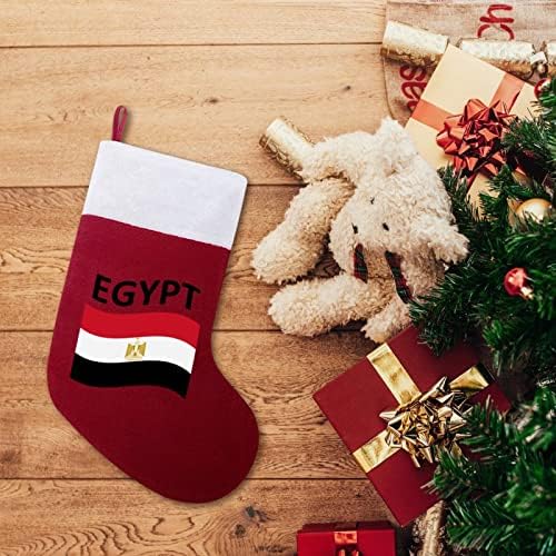 Zászló Egyiptom Karácsonyi Harisnya Klasszikus Lógó Díszek Fehér Mandzsetta Candy Táska, Családi Nyaralás,