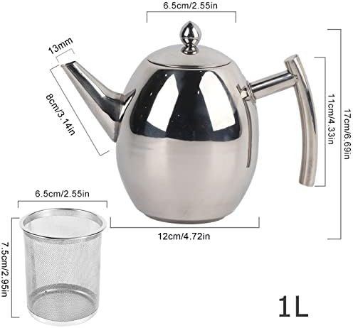 Kávé, Tea-Fű,Rozsdamentes Acél Teáskanna kávéfőző Vízforraló Szűrő Nagy Kapacitású,Polírozott Teáskanna