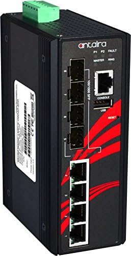 Antaira LMX-0804G-SFP-T Ipari-Grade 8-Port Managed Gigabit Ethernet Kapcsoló, 4 SFP Slot, DIN-Sínre Szerelhető,