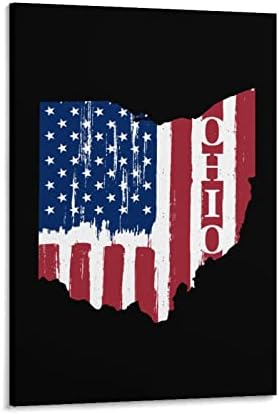 Évjárat Ohio State Amerikai Zászló Nyomtatott Festmény Wall Art Modern Grafika Függőleges Lógó Képet a