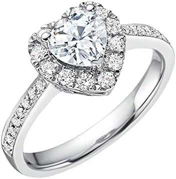 2023 Női Gyémánt Gyűrű, Szív Alakú Ékszer Gyűrű Eljegyzési Ajándék Gyűrű Buborék Gyűrűk Nők számára (Ezüst,