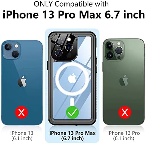 Temdan iPhone 13 Pro Max Esetben Vízálló,Beépített 9H Edzett Üveg kijelző Védő fólia [Igazi 360][IP68