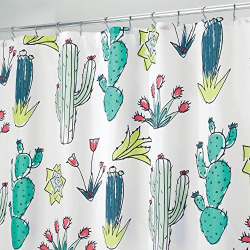 iDesign Kaktusz Szövet Poliészter Zuhanyzó Függöny, 72 x 72 - Zöld/Multi-Színes