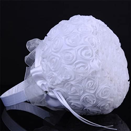 SYFTGMZ Fehér Európai Menyasszony Hímzés Kosár Rózsa Díszítéssel, Csipkés Esküvői Virág Lány Kis Kellékek