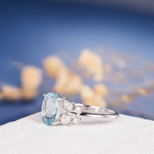 2023 Új Természetes Pillangó Gyűrű Ovális Akvamarin Eljegyzési Gyűrű Női Gyűrű Ajándék Divat Ékszerek