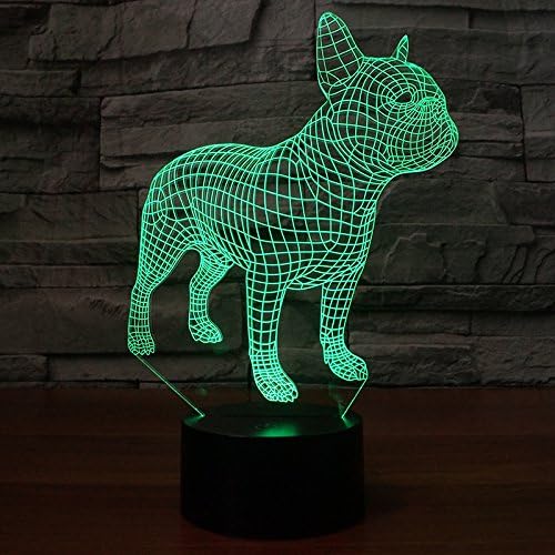 SUPERIORVZND 3D francia Bulldog Kutya Éjszakai Fény Touch Table Asztal Optikai Illúzió, Lámpák 7 Szín